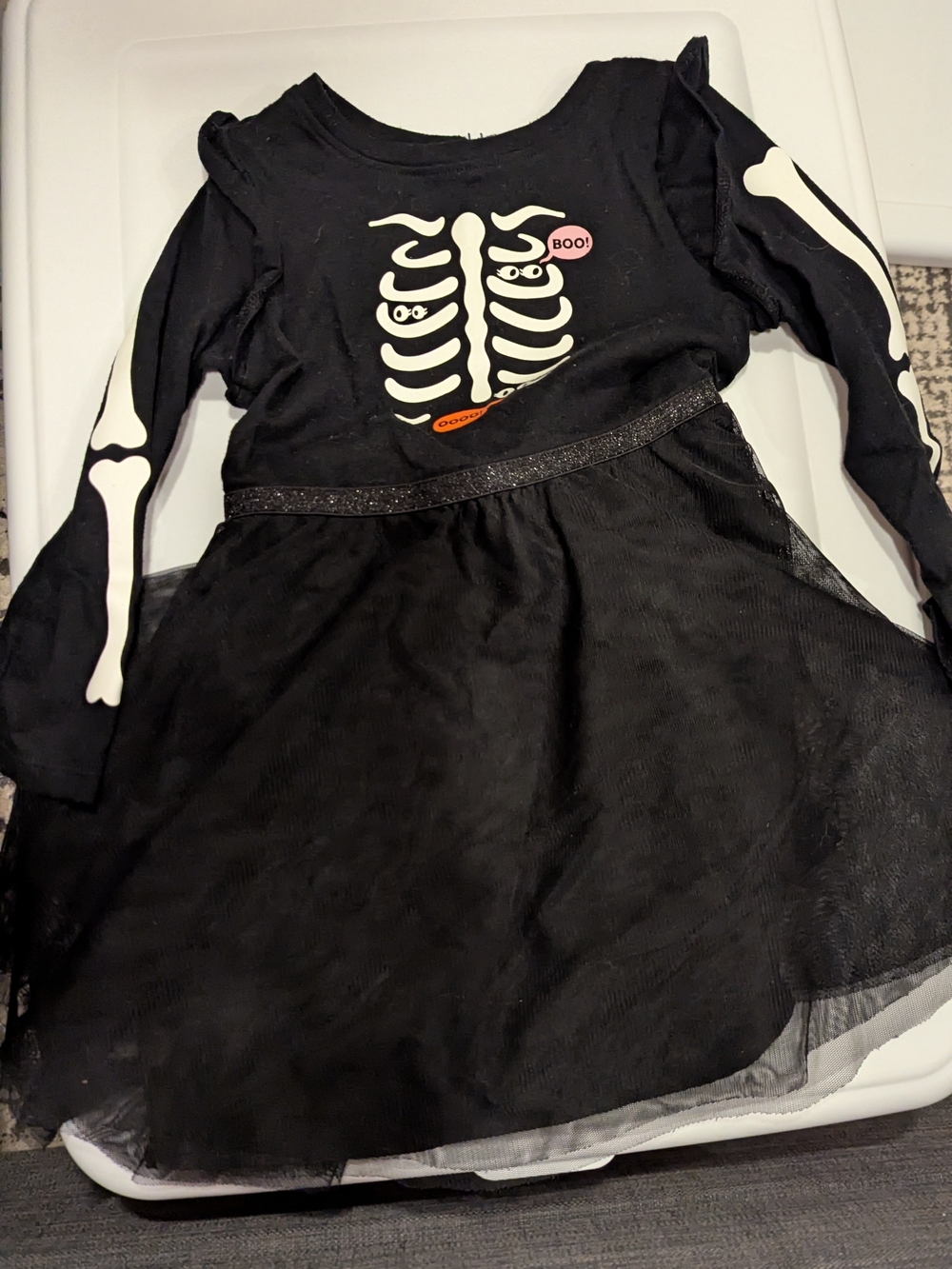 Kids Black Skeleton Dress Glow In The Dark Sz 3T